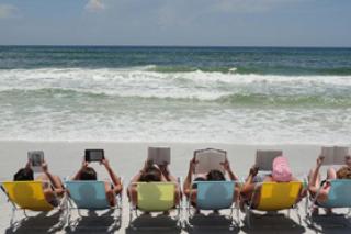 reading at the beach